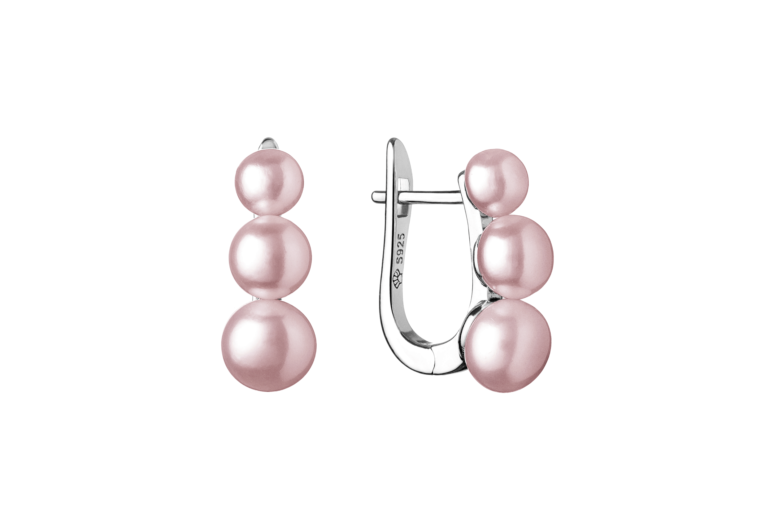 Pendientes de plata de ley 925 bañados en rodio con 3 perlas de agua dulce - Gaura Pearls - Imagen 2