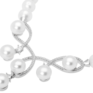 Collar de perlas de agua dulce con cristales de circonita en plata de ley 925 rodiada – Gaura Luxury