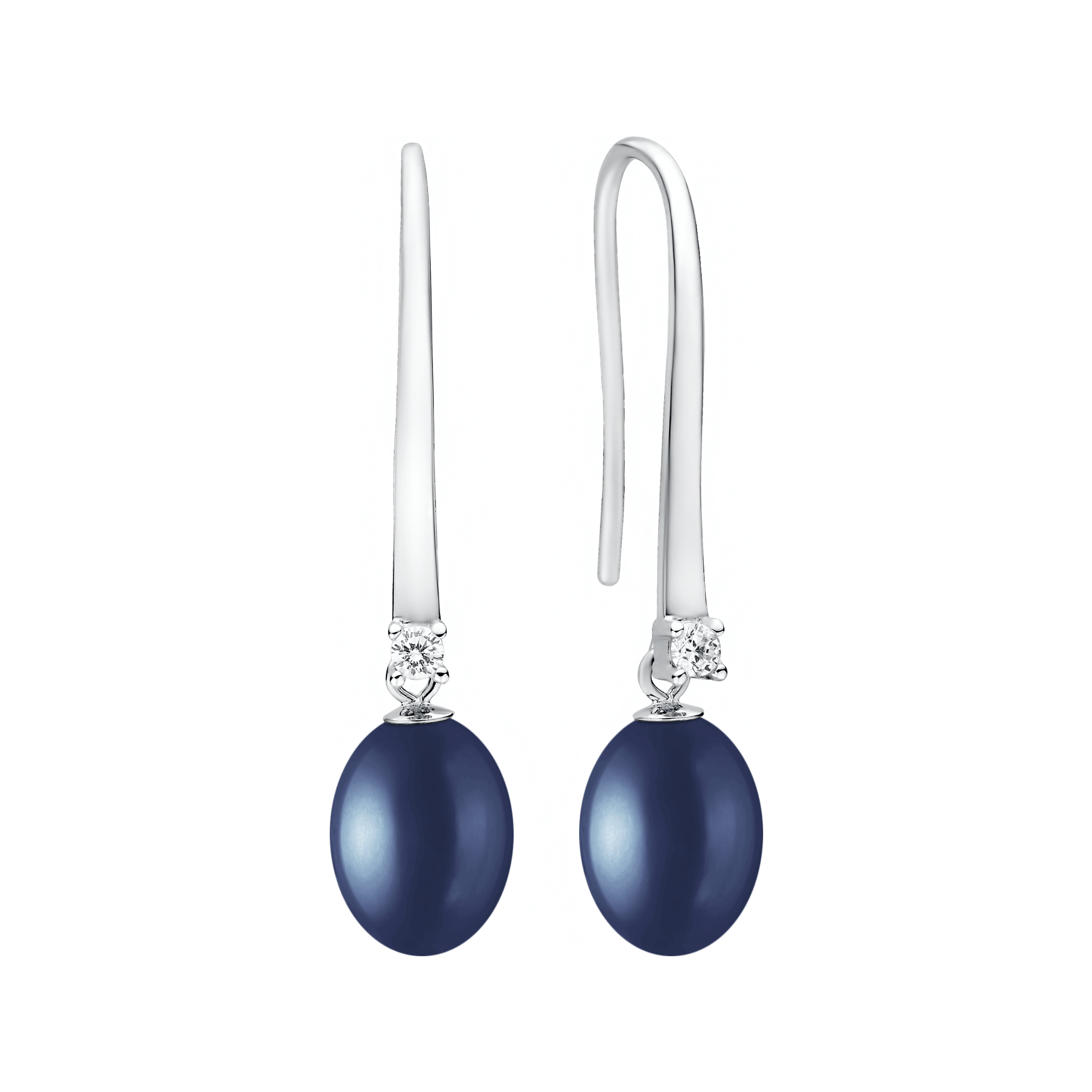 Pendientes de plata de ley 925 con baño de rodio, perla de agua dulce y cristal de circonita – Gaura Pearls - Imagen 2