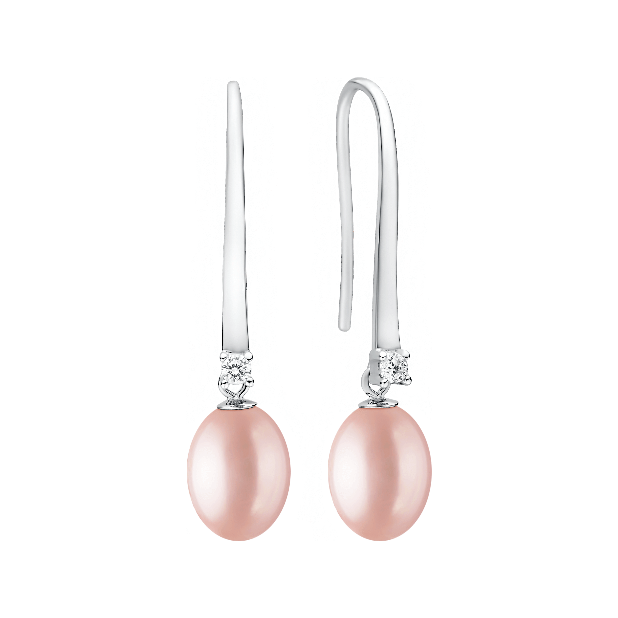 Pendientes de plata de ley 925 con baño de rodio, perla de agua dulce y cristal de circonita – Gaura Pearls - Imagen 3