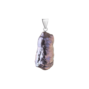 Colgante con perla Biwa de agua dulce en plata de ley 925 rodiada – Gaura Pearls