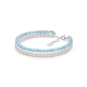 Pulsera de aguamarina con perlas de agua dulce y plata de ley 925 rodiada – Gaura Pearls