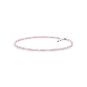 Collar de cuarzo rosa con perla de agua dulce y plata de ley 925 rodiada – Gaura Pearls