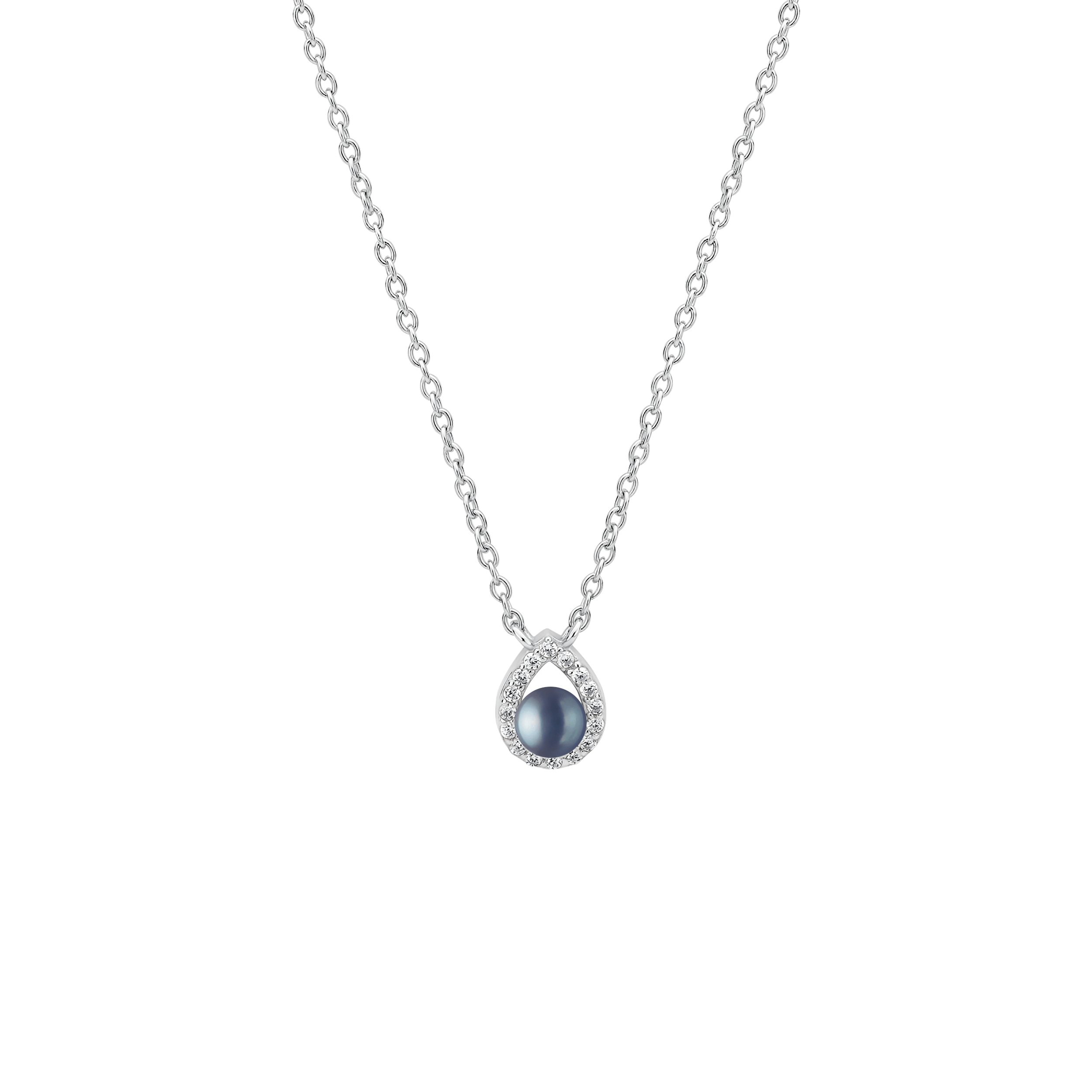 Collar de plata de ley 925 rodiada con perla de agua dulce y circonitas – Gaura Pearls - Imagen 2