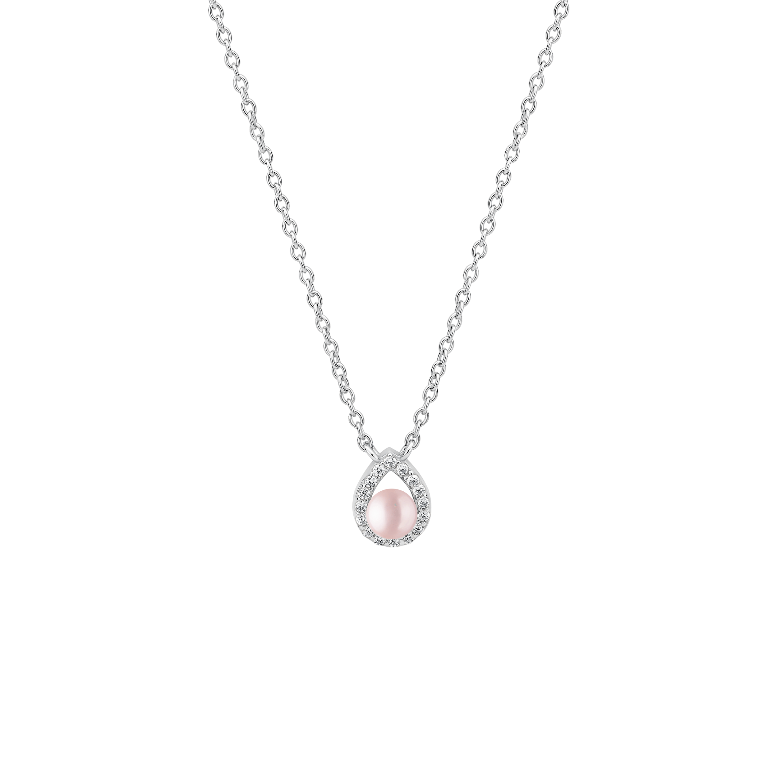 Collar de plata de ley 925 rodiada con perla de agua dulce y circonitas – Gaura Pearls - Imagen 3