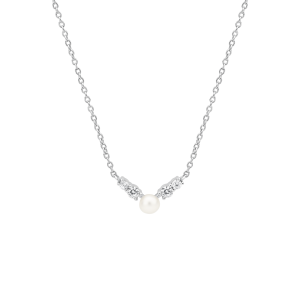 Collar de plata de ley 925 rodiada con perla de agua dulce y circonitas – Gaura Pearls