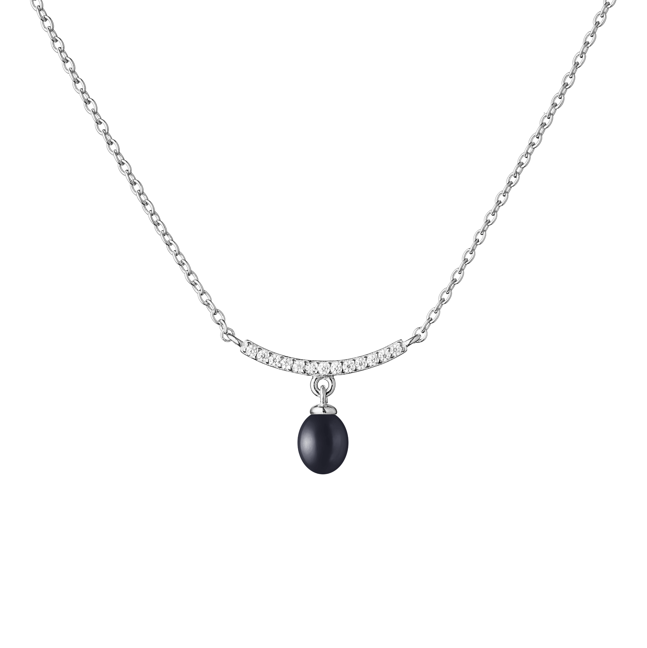 Collar de plata de ley 925 rodiada con perla de agua dulce y colgante con circonitas – Gaura Pearls - Imagen 2
