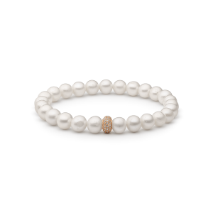 Pulsera de perlas de agua dulce con colgante de plata de ley 925 chapada en oro rosa de 14K y cristal de circonita – Gaura Pearls