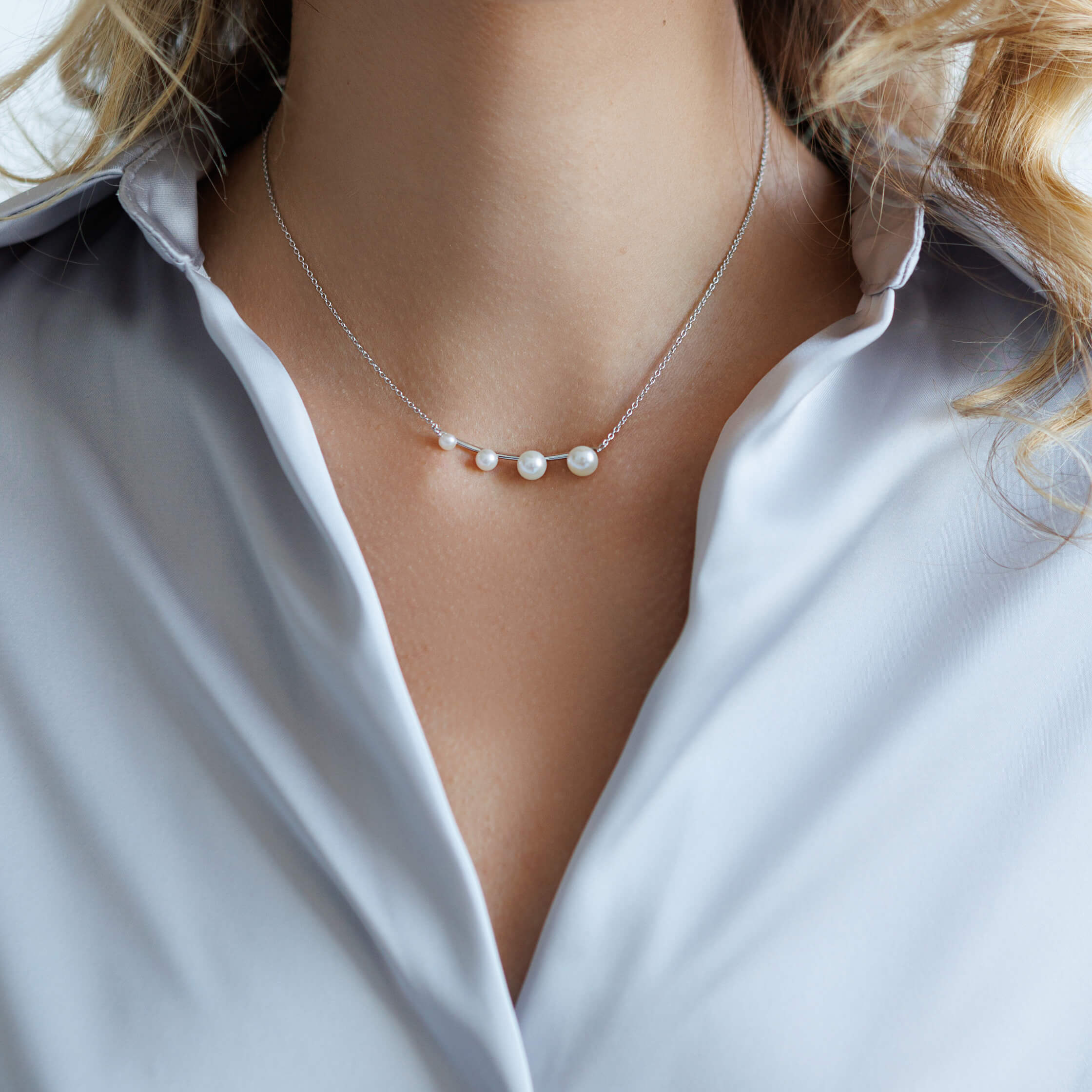 Collar de plata de ley 925 rodiada con perla de agua dulce – Gaura Pearls - Imagen 3
