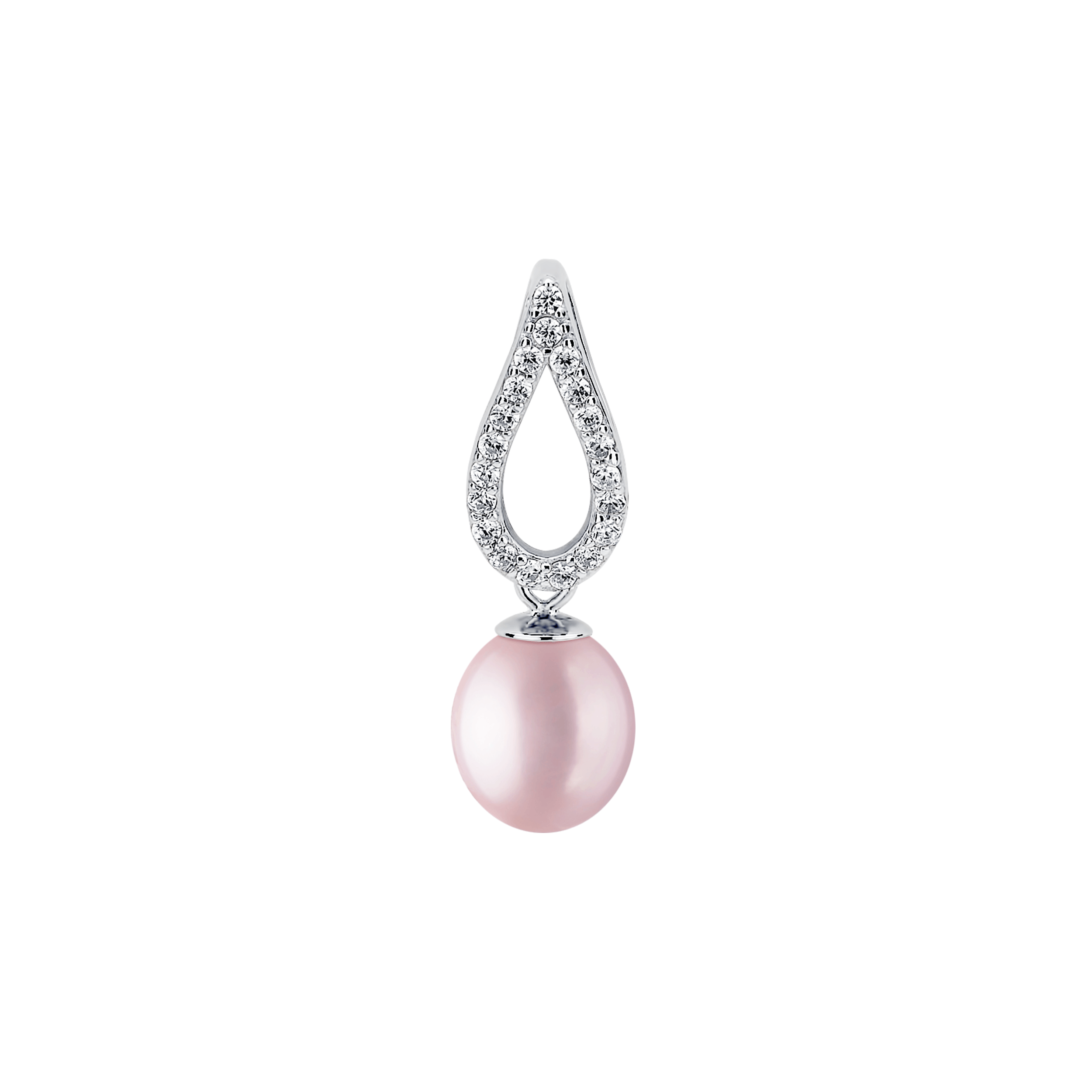 Colgante de plata de ley 925 rodiada con perla de agua dulce y cristales de circonita – Gaura Pearls - Imagen 2