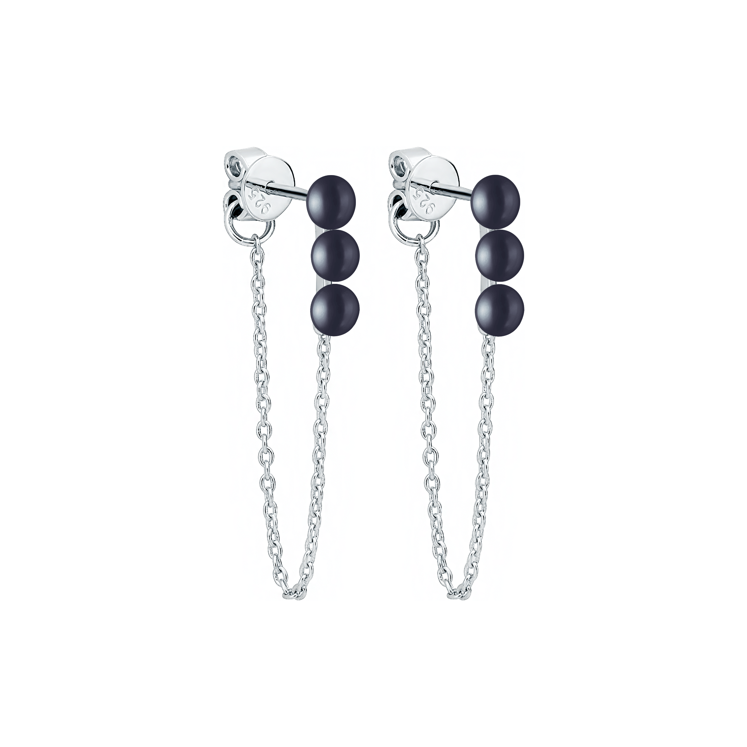 Pendientes de plata de ley 925 con baño de rodio y perla de agua dulce - Gaura Pearls - Imagen 2