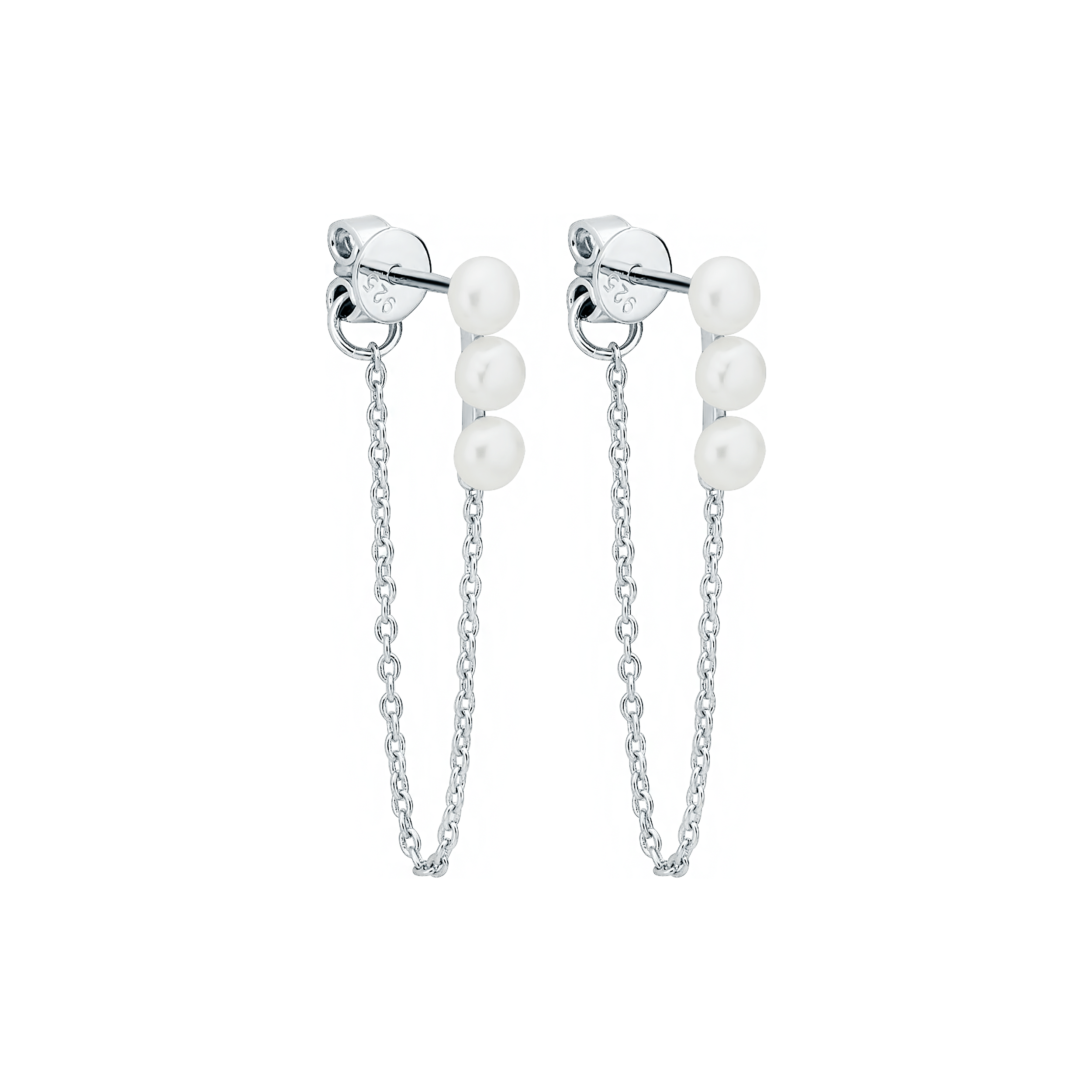 Pendientes de plata de ley 925 con baño de rodio y perla de agua dulce - Gaura Pearls