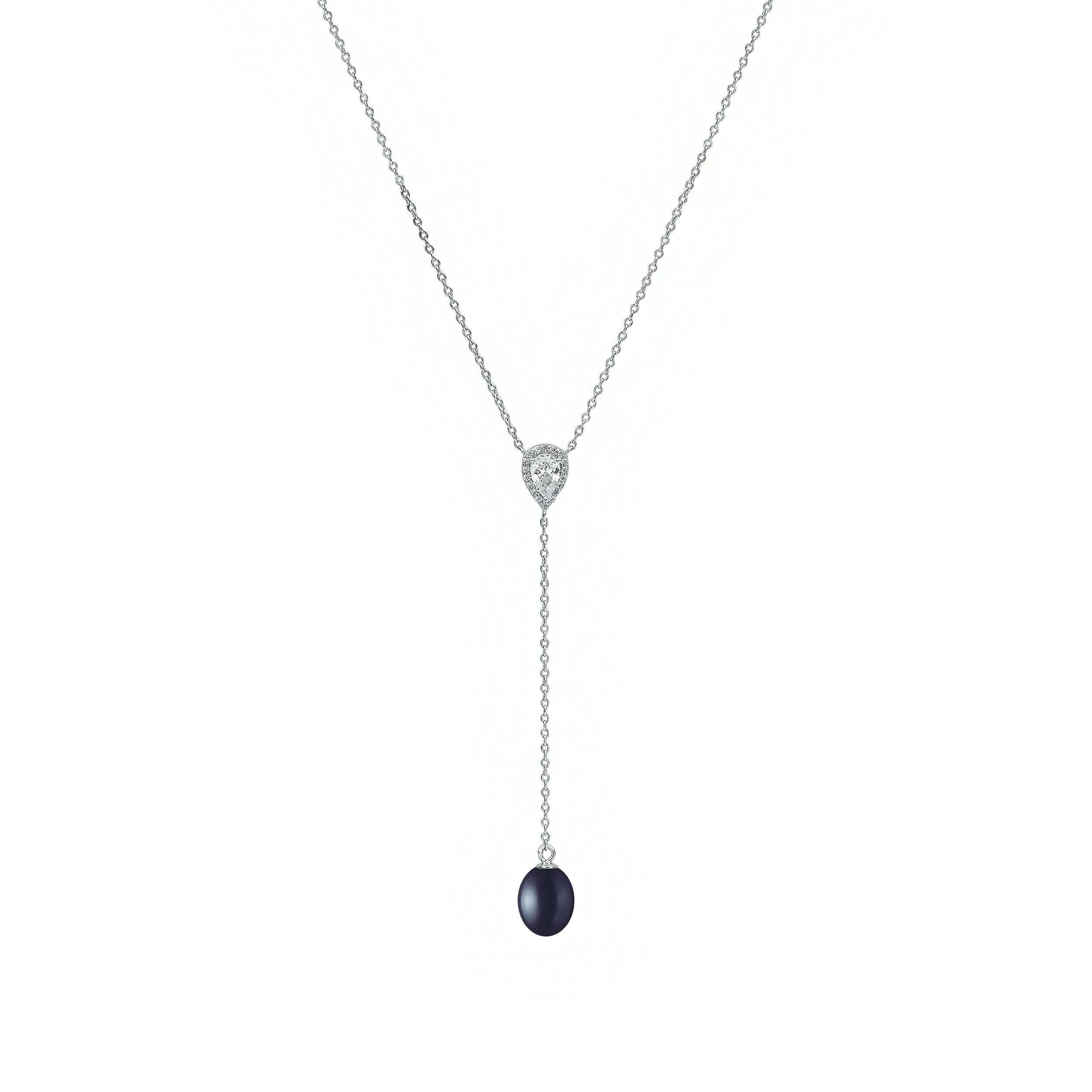 Collar de plata de ley 925 rodiada con perla de agua dulce y circonita – Gaura Pearls - Imagen 2