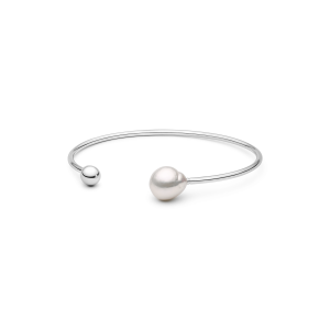 Brazalete de plata de ley 925 rodiada con perla Kasumi de agua dulce – Gaura Pearls