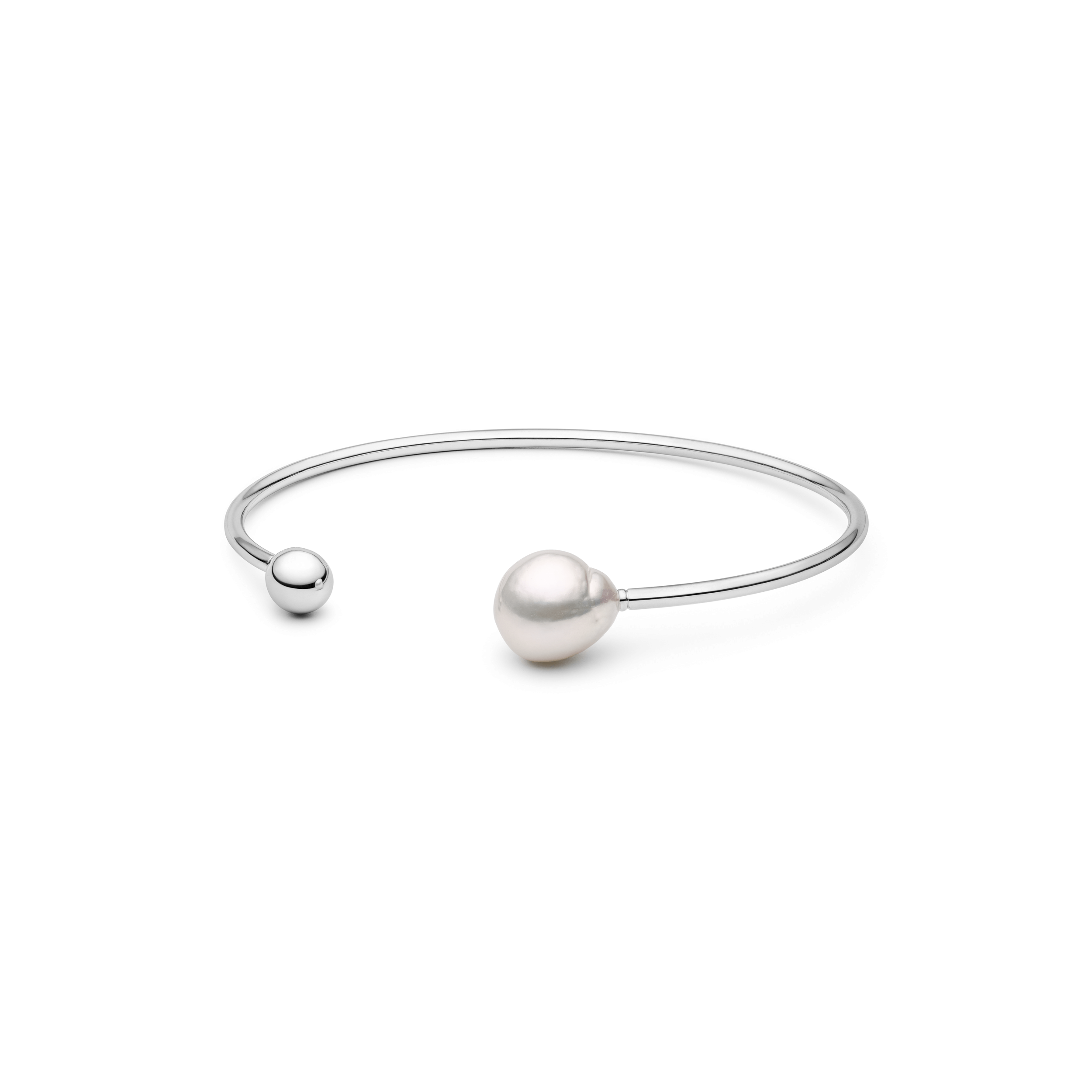 Brazalete de plata de ley 925 rodiada con perla Kasumi de agua dulce – Gaura Pearls