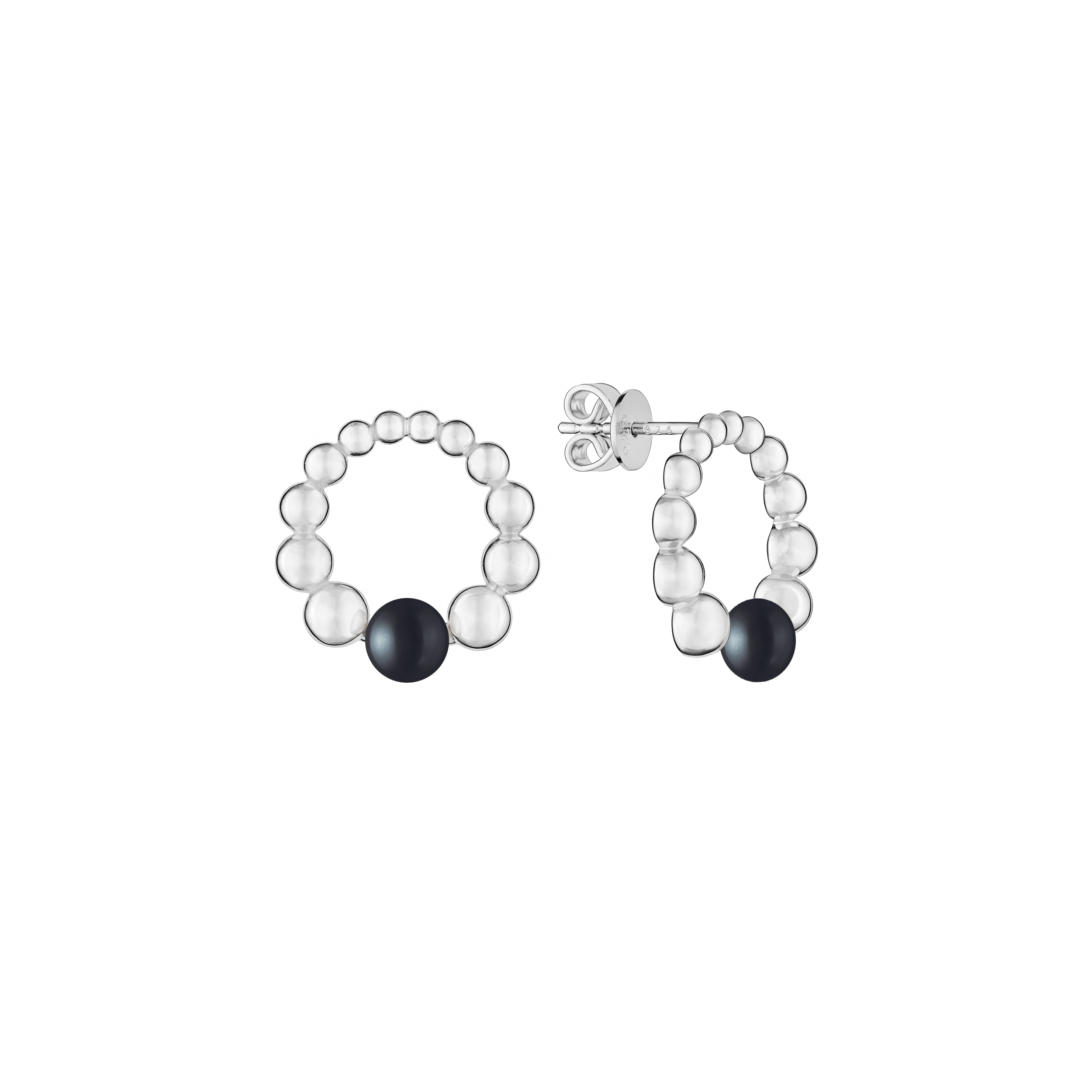 Pendientes de plata de ley 925 con baño de rodio y perla de agua dulce - Gaura Pearls - Imagen 2