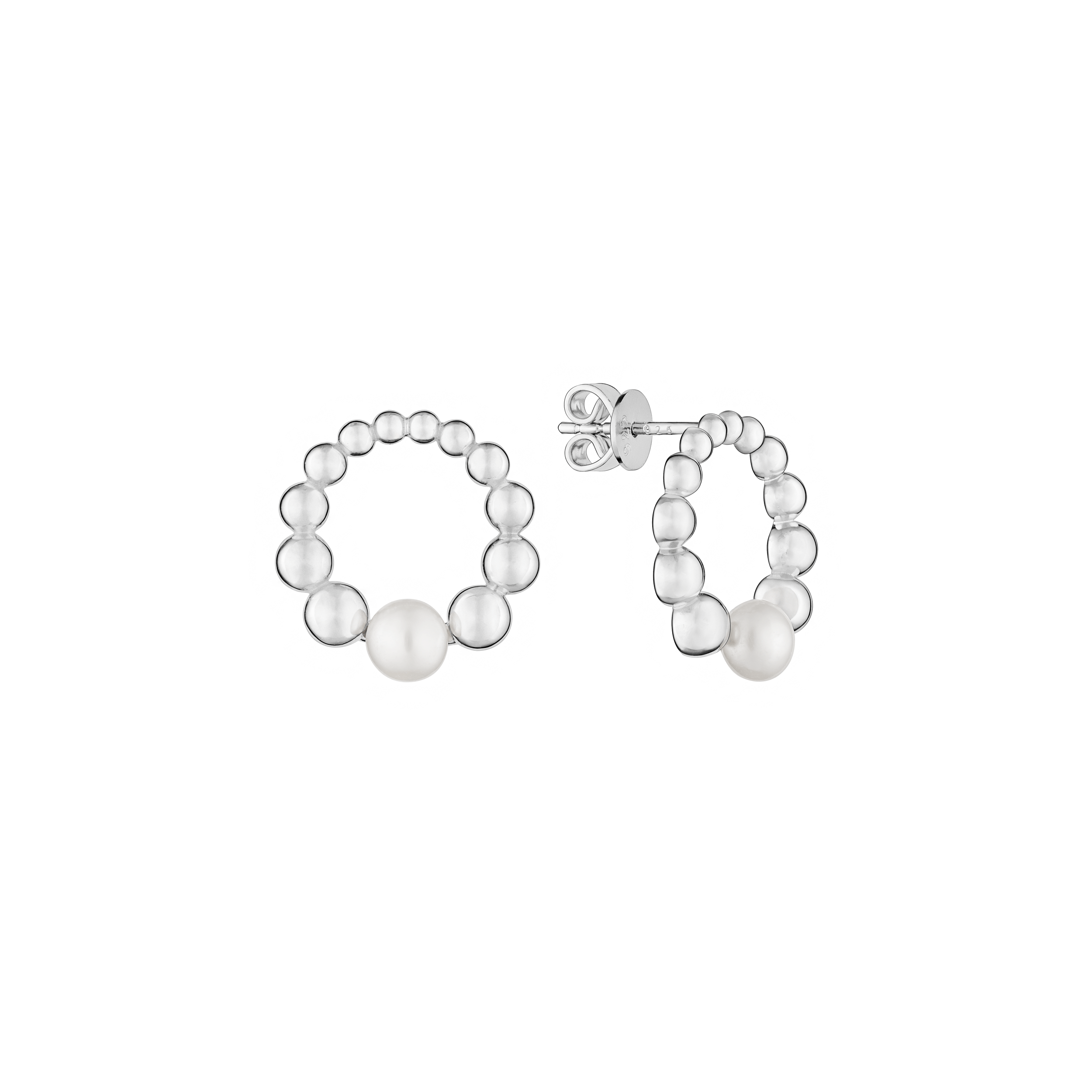 Pendientes de plata de ley 925 con baño de rodio y perla de agua dulce - Gaura Pearls