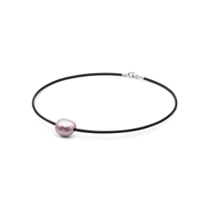 Collar de cuero auténtico con perla Edison de agua dulce y plata de ley 925 rodiada – Gaura Pearls