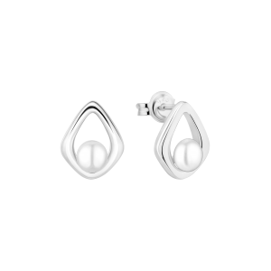 Pendientes de plata de ley 925 con baño de rodio y perla de agua dulce - Gaura Pearls