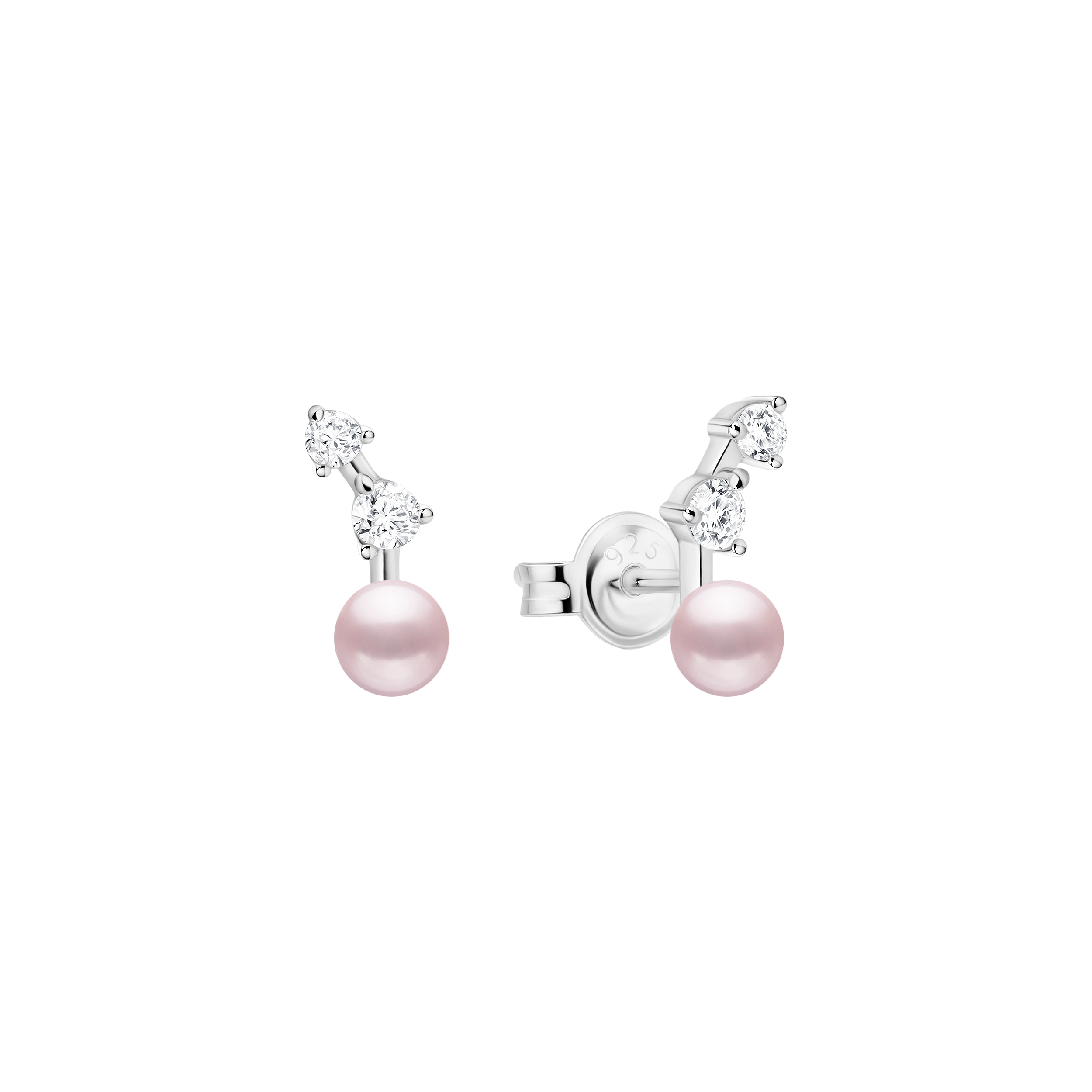 Pendientes de plata de ley 925 con baño de rodio, perla de agua dulce y cristales de circonita - Gaura Pearls - Imagen 3