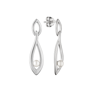 Pendientes de plata de ley 925 con baño de rodio y perla de agua dulce - Gaura Pearls