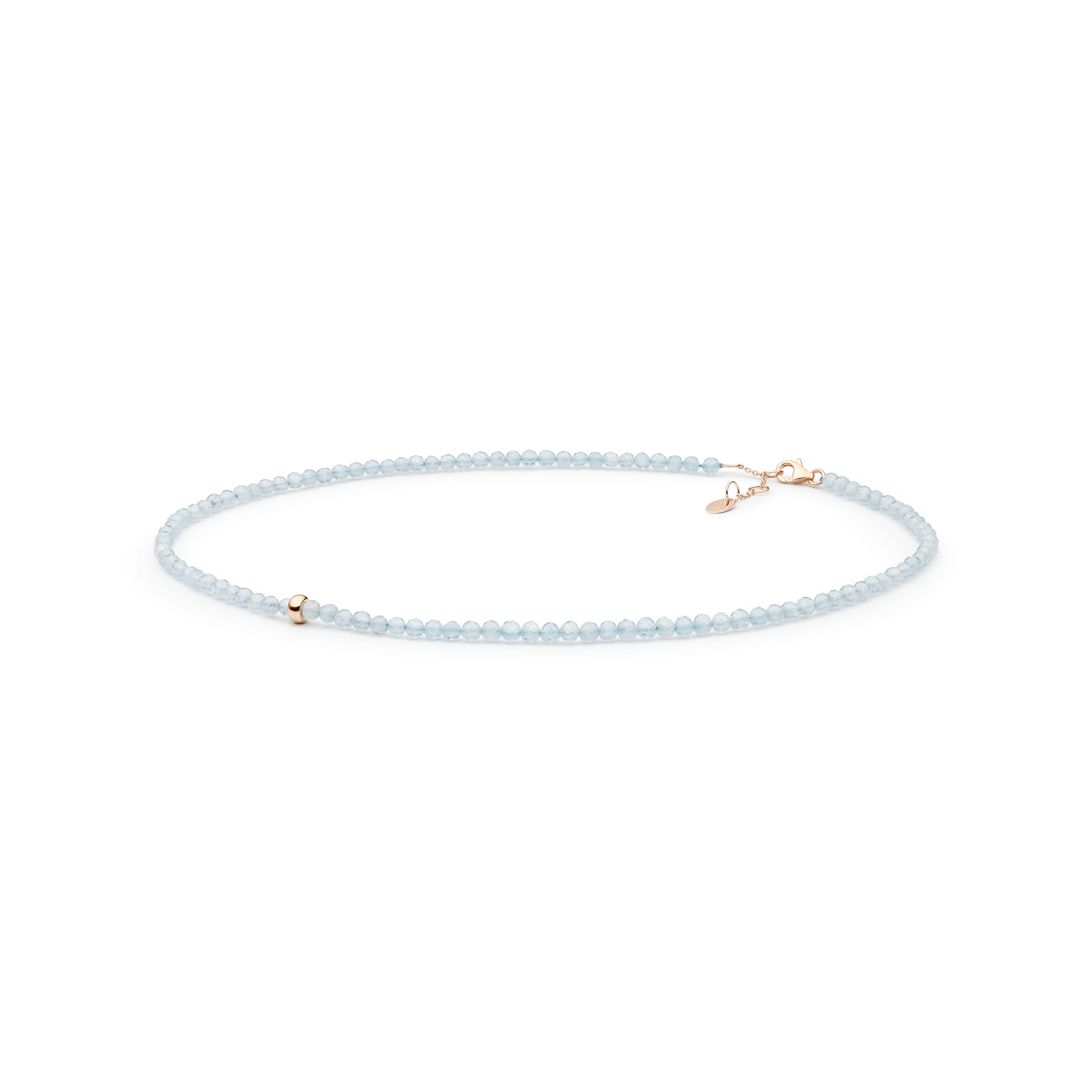 Collar de aguamarina con plata de ley 925 bañada en oro rosa de 14 quilates - Gaura Pearls