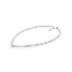 Collar de perlas de agua dulce con colgante de circonita en plata de ley 925 rodiada – Gaura Pearls