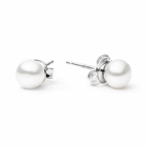 Pendientes con perlas de agua dulce de 6 mm en plata de ley 925 con baño de rodio – Gaura Pearls