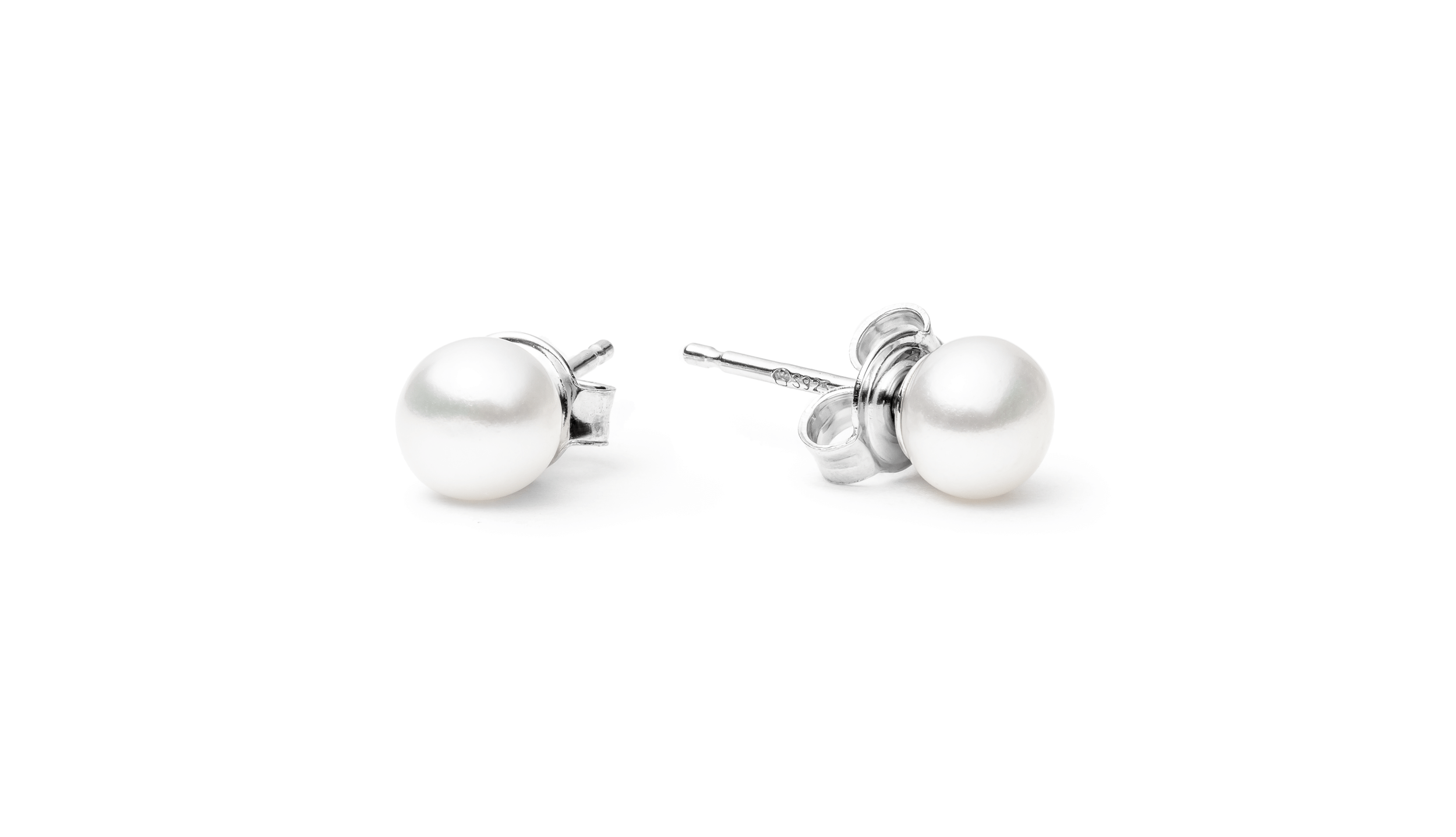 Pendientes con perlas de agua dulce de 6 mm en plata de ley 925 con baño de rodio – Gaura Pearls
