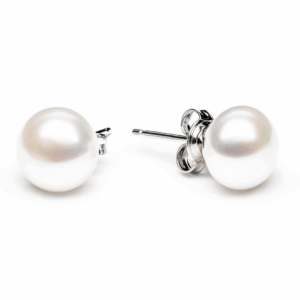 Pendientes con perlas de agua dulce de 9 mm en plata de ley 925 con baño de rodio – Gaura Pearls