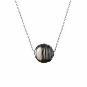 Collar de plata de ley 925 con baño de rodio y perla de Tahití de agua salada - Gaura Pearls
