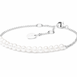 Pulsera de plata de ley 925 bañada en rodio con perlas de agua dulce - Gaura Pearls