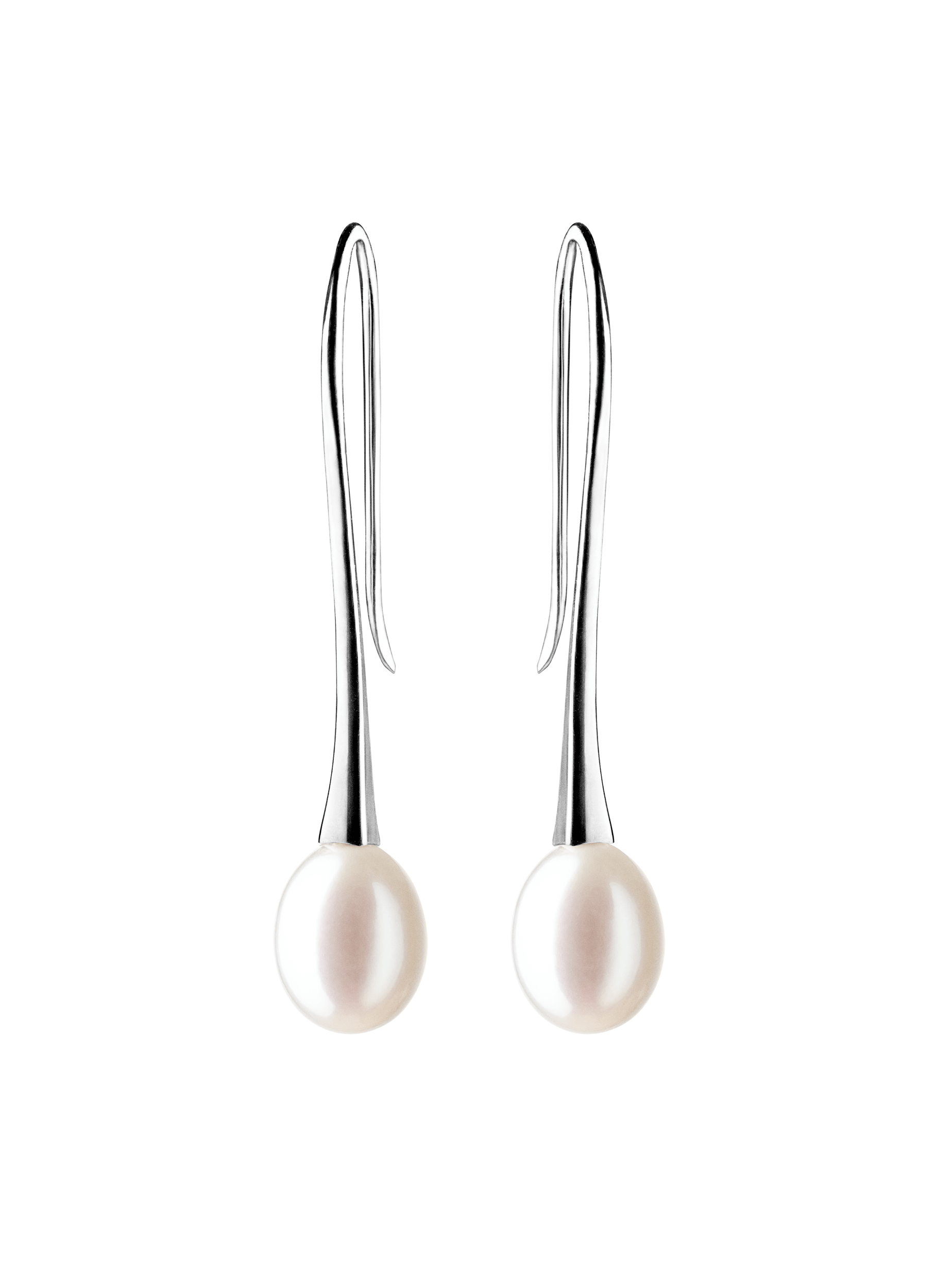 Pendientes de perlas de agua dulce en plata de ley 925 con baño de rodio – Gaura Pearls