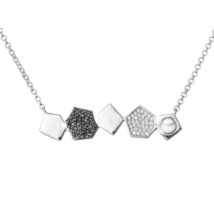 Collar de plata de ley 925 con baño de rodio, perla de agua dulce y colgante con cristal de circonita - Gaura Pearls