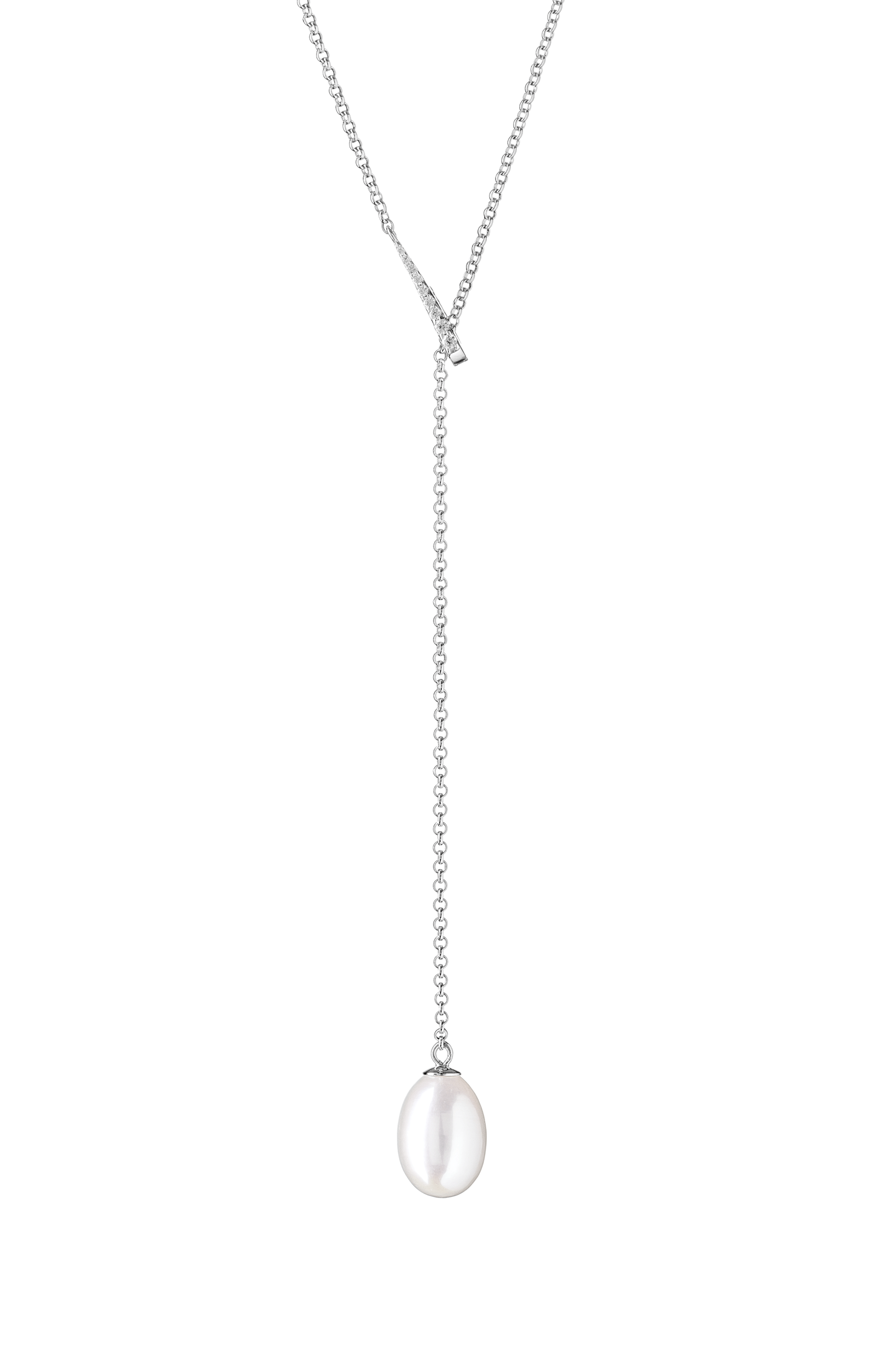 Collar de plata de ley 925 con baño de rodio, perla de agua dulce y cristales de circonita - Gaura Pearls
