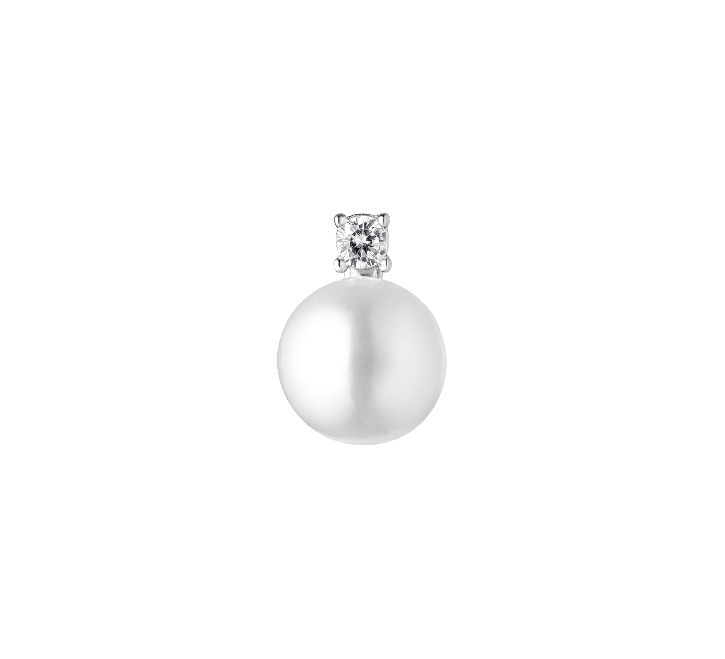 Colgante con perla de agua dulce y cristal de circonita en plata de ley 925 rodiada – Gaura Pearls