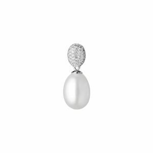 Colgante con perla de agua dulce y cristales de circonita en plata de ley 925 rodiada – Gaura Pearls