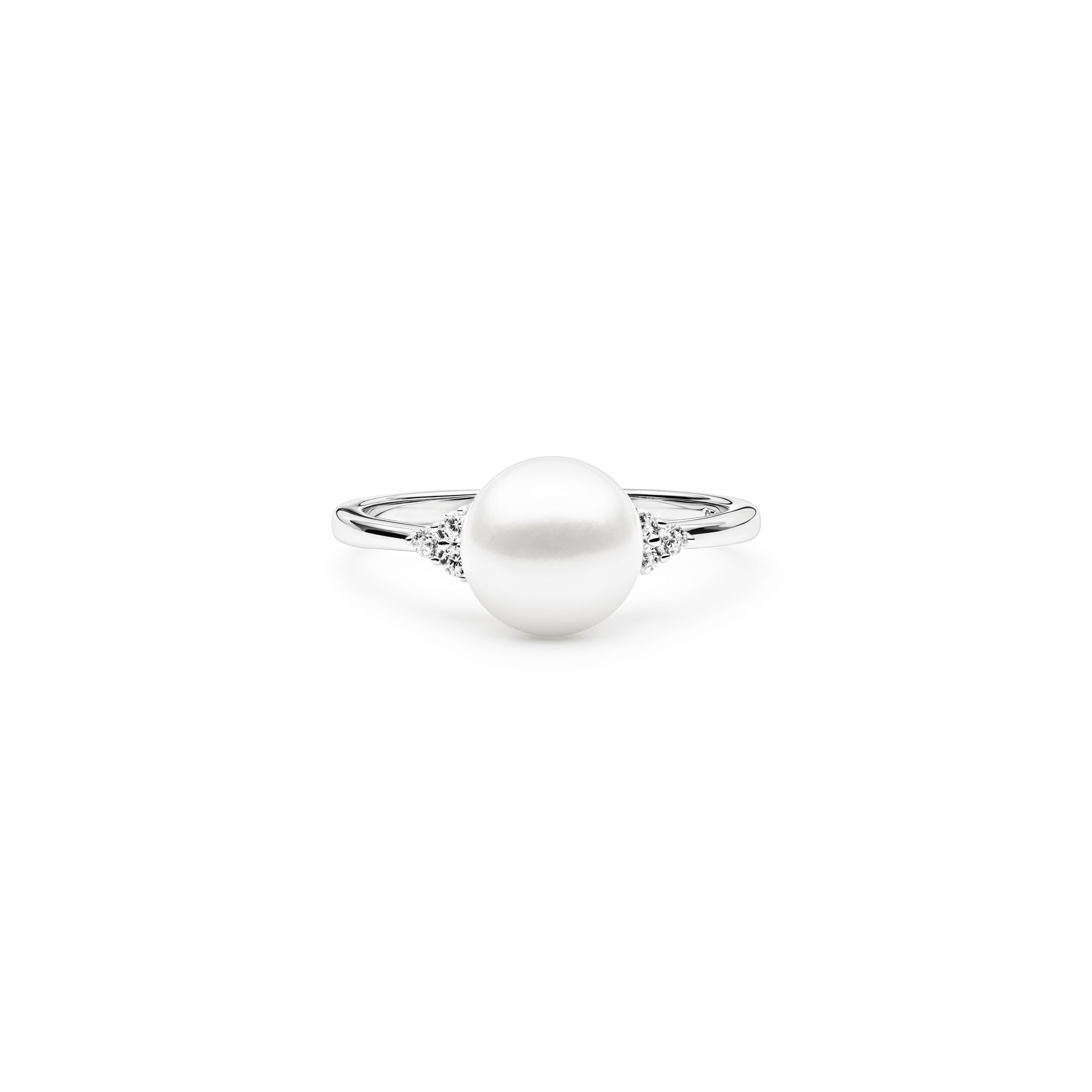Anillo con perla de agua dulce y cristales de circonita en plata de ley 925 rodiada – Gaura Pearls