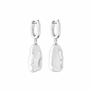 Pendientes de perlas Biwa de agua dulce en plata de ley 925 con baño de rodio – Gaura Pearls