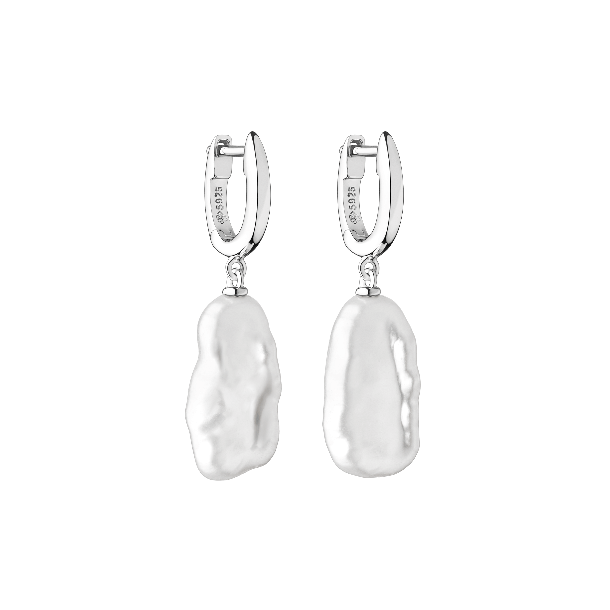 Pendientes de perlas Biwa de agua dulce en plata de ley 925 con baño de rodio – Gaura Pearls