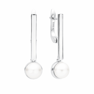 Pendientes de plata de ley 925 rodiada con perla de agua dulce – Gaura Pearls