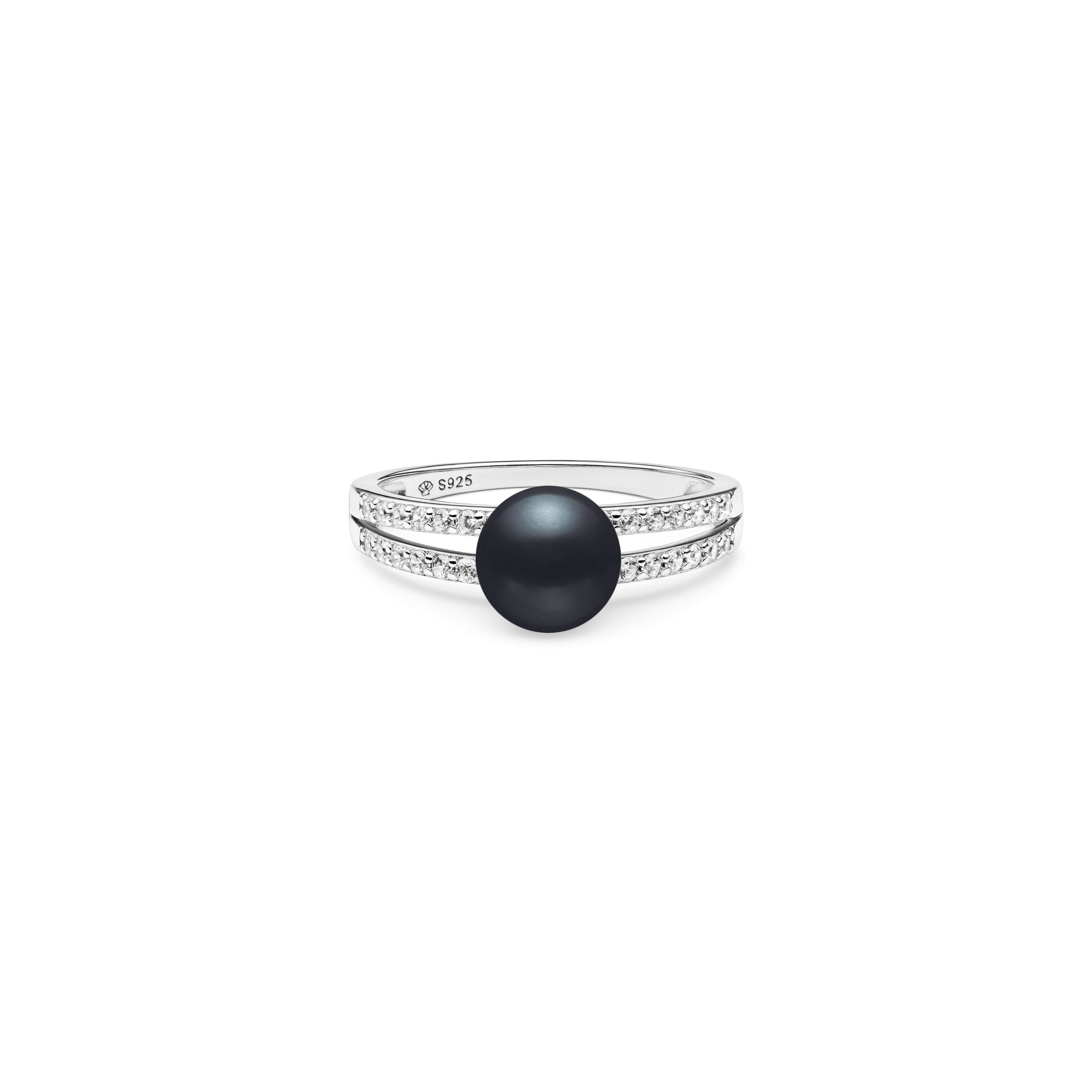 Anillo con perla de agua dulce y cristales de circonita en plata de ley 925 rodiada – Gaura Pearls - Imagen 3