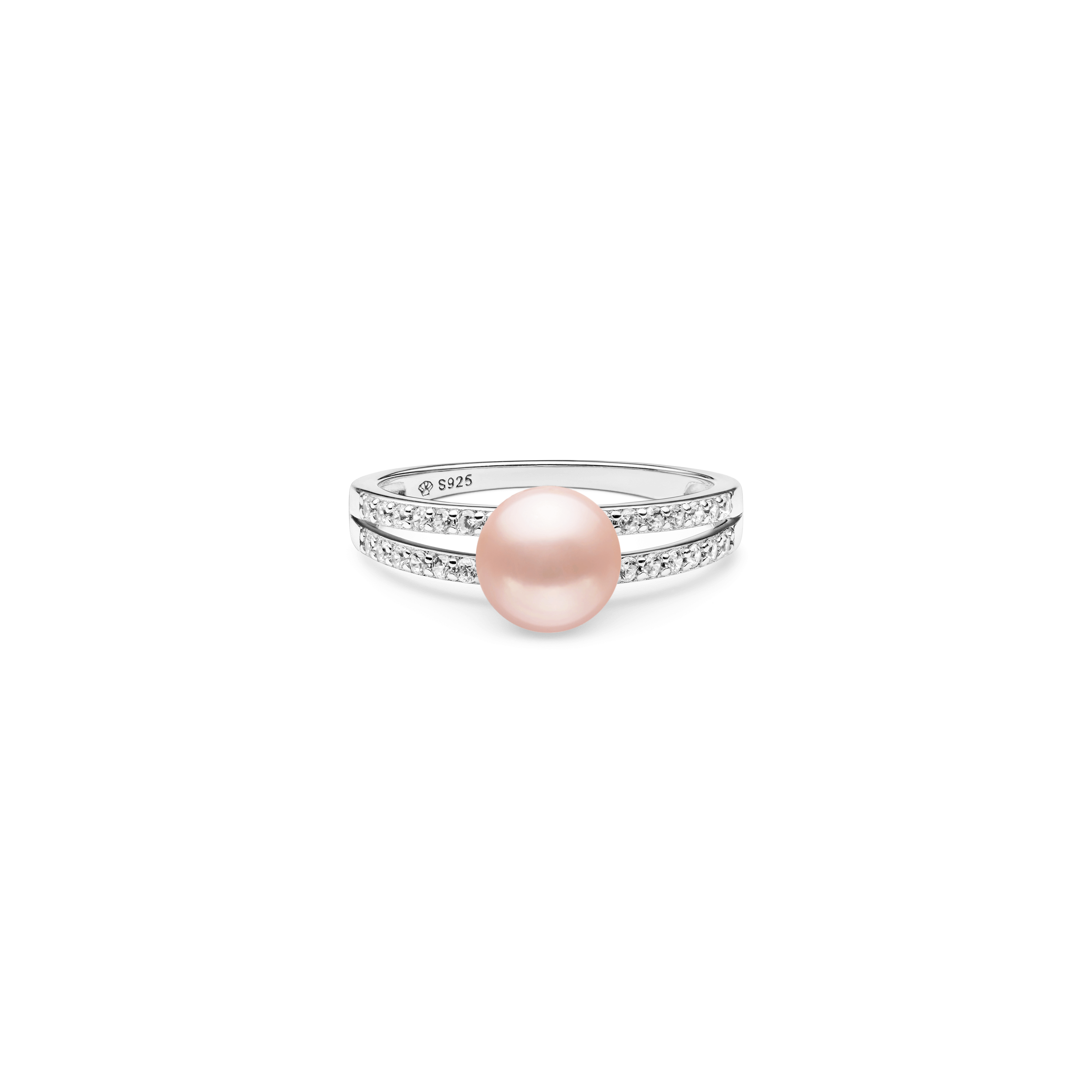 Anillo con perla de agua dulce y cristales de circonita en plata de ley 925 rodiada – Gaura Pearls - Imagen 2