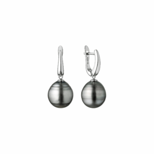 Pendientes con perlas de Tahití de agua salada en plata de ley 925 rodiada – Gaura Luxury