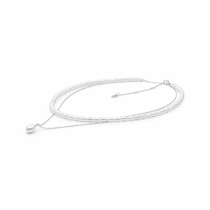 Collar de plata de ley 925 con baño de rodio y perlas de agua dulce - Gaura Pearls