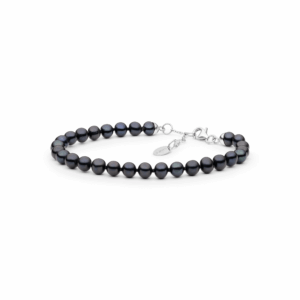 Pulsera de perlas de agua dulce azul oscuro con plata de ley 925 bañada en rodio – Gaura Pearls