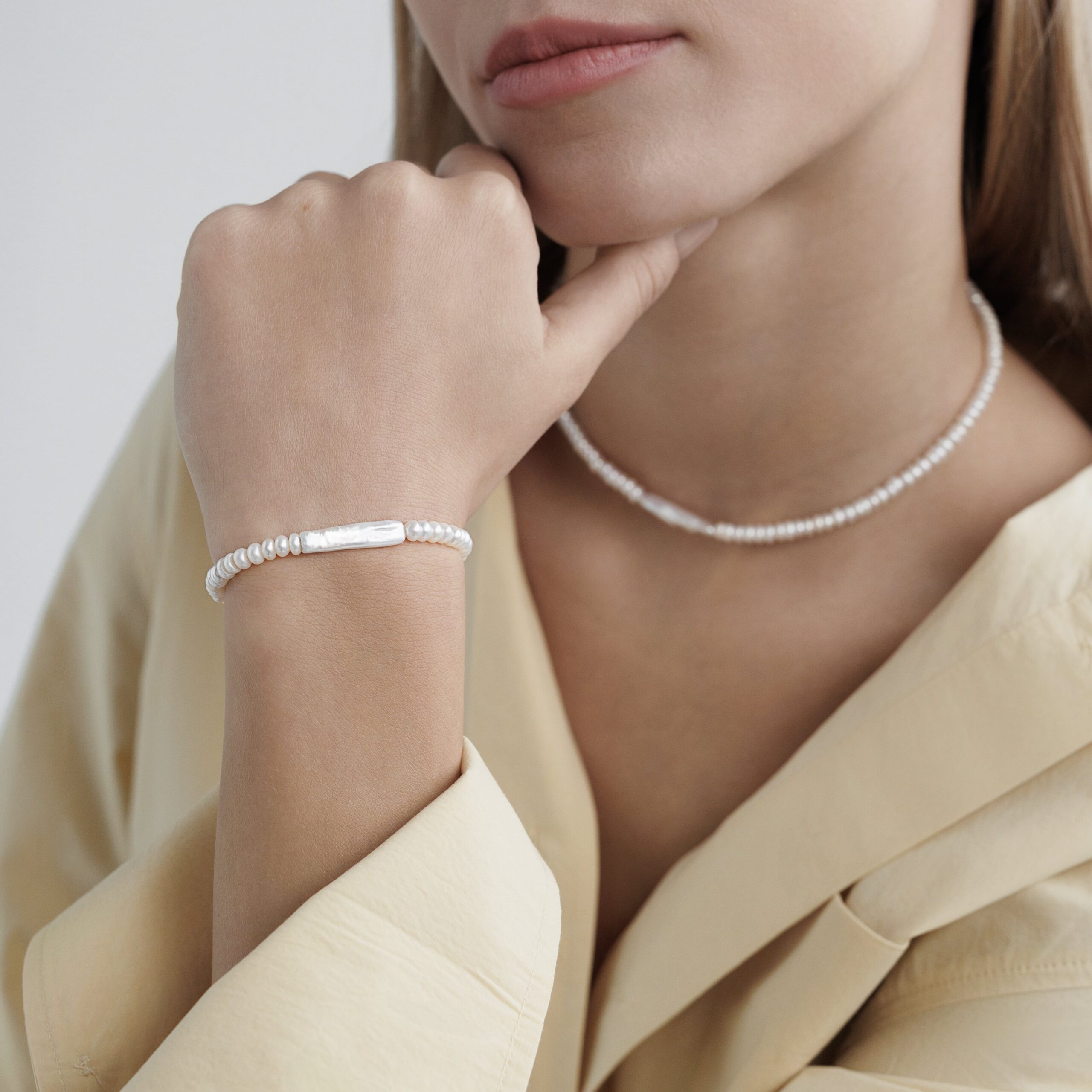 Pulsera de perlas de agua dulce con perlas Biwa de agua dulce y plata de ley 925 rodiada – Gaura Pearls - Imagen 2