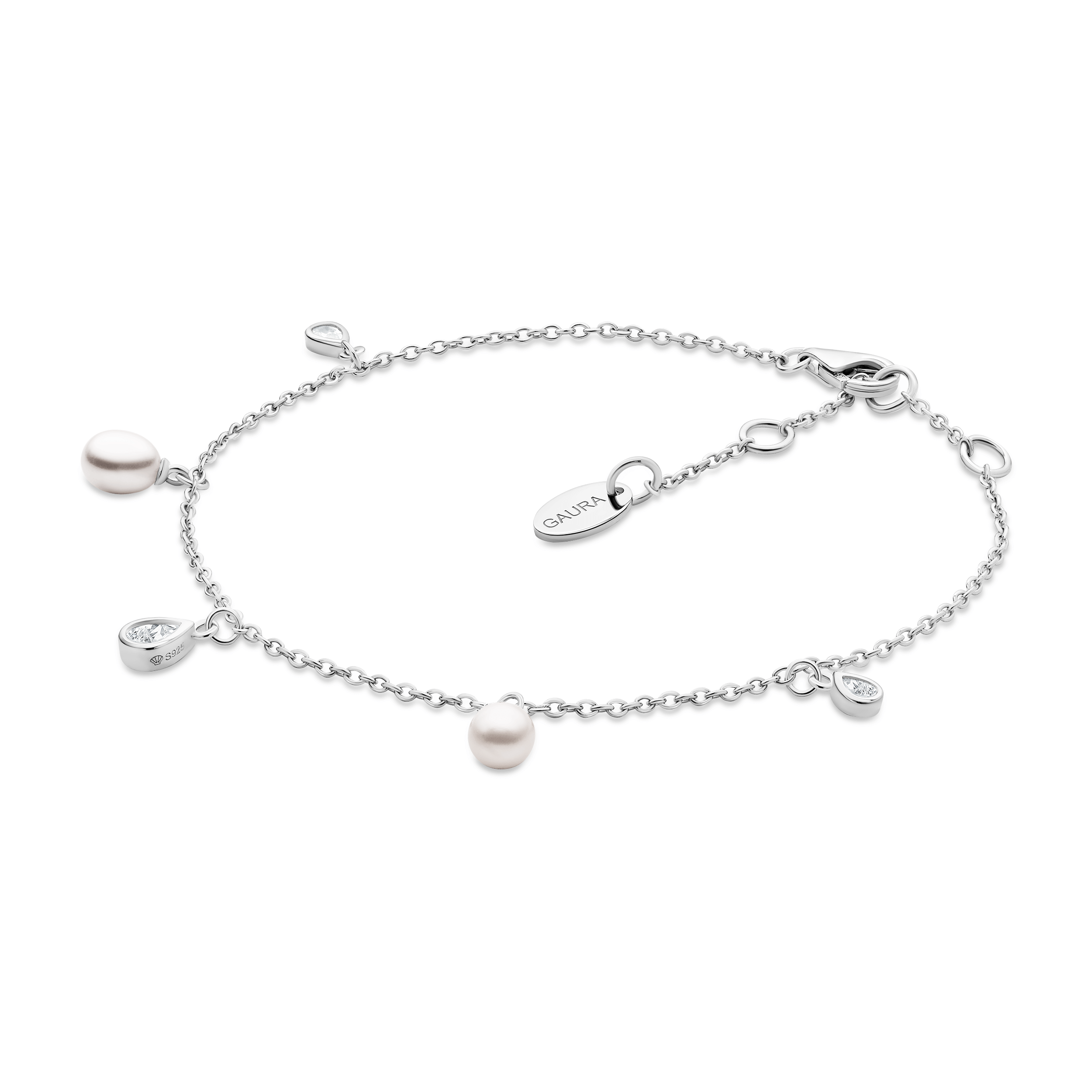 Pulsera de perlas de agua dulce con colgante de circonita y plata de ley 925 bañada en rodio – Gaura Pearls