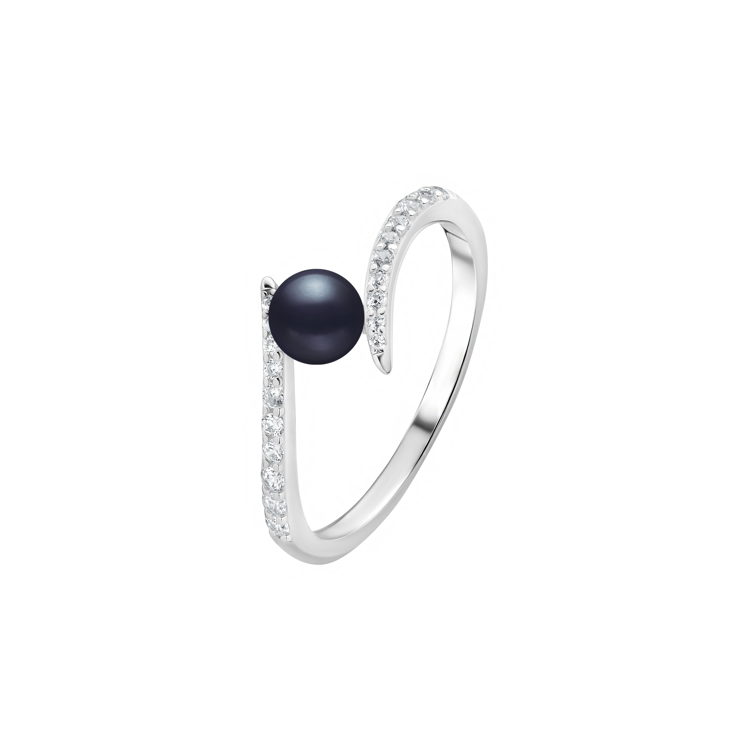 Anillo de plata de ley 925 rodiada con perla de agua dulce y cristal de circonita – Gaura Pearls - Imagen 2